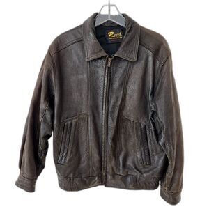 Vintage Reed Sport Mens Size S/M Jacket Leather Brown Aviator Flight Bomber USA